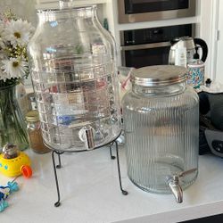 One Glass Jar, One Plastic Jar And Stand 