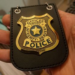 Metal Police Badge With Long Chain