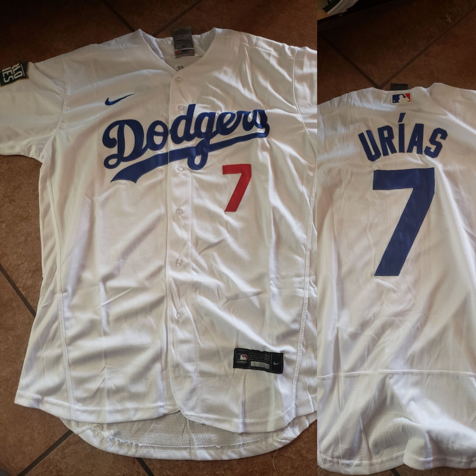 Dodgers white urias World Series patch jersey size Med to 3xl stitched firm price pick up only