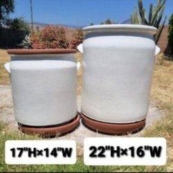  NEW PLANTING POTS, 2 CLAY MILK JUG DESIGN $175 OBO