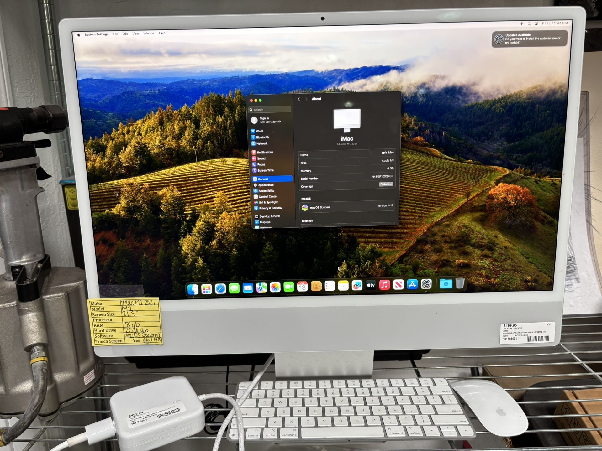 Apple iMac M1 2021 24” Screen 8gb 256gb SSD Silver With Wireless Keyboard And Mouse