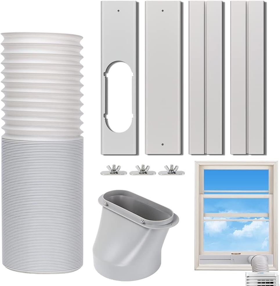 Portable AC Window Vent Kit with 5.9” Exhaust Hose Universal Window Seal Kit