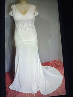 White Mermaid Wedding Gown with Train