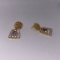 Chic Gold and White Drop Earrings