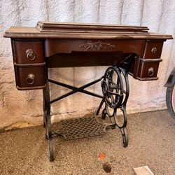 Argonaut Antique, Sewing Machine And Table
