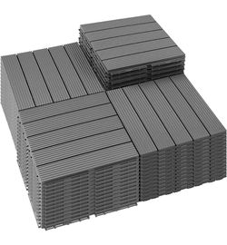 54 PCS Plastic Interlocking Patio Deck Tiles - 12" x 12" Anti-Slip Waterproof Outdoor Flooring Decor, Floor Decking for Balcony, Backyard, Garden & Po