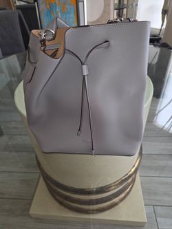 Lauren Ralph Lauren Gray Drawstring Bucket Bag