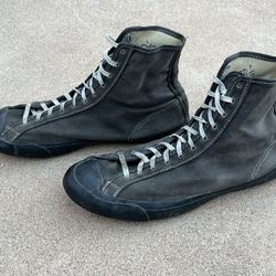 Rare Vintage 1950s Converse Chuck Taylor Monochrome Black Canvas High Top Shoes Sneakers 10.5 USA Made