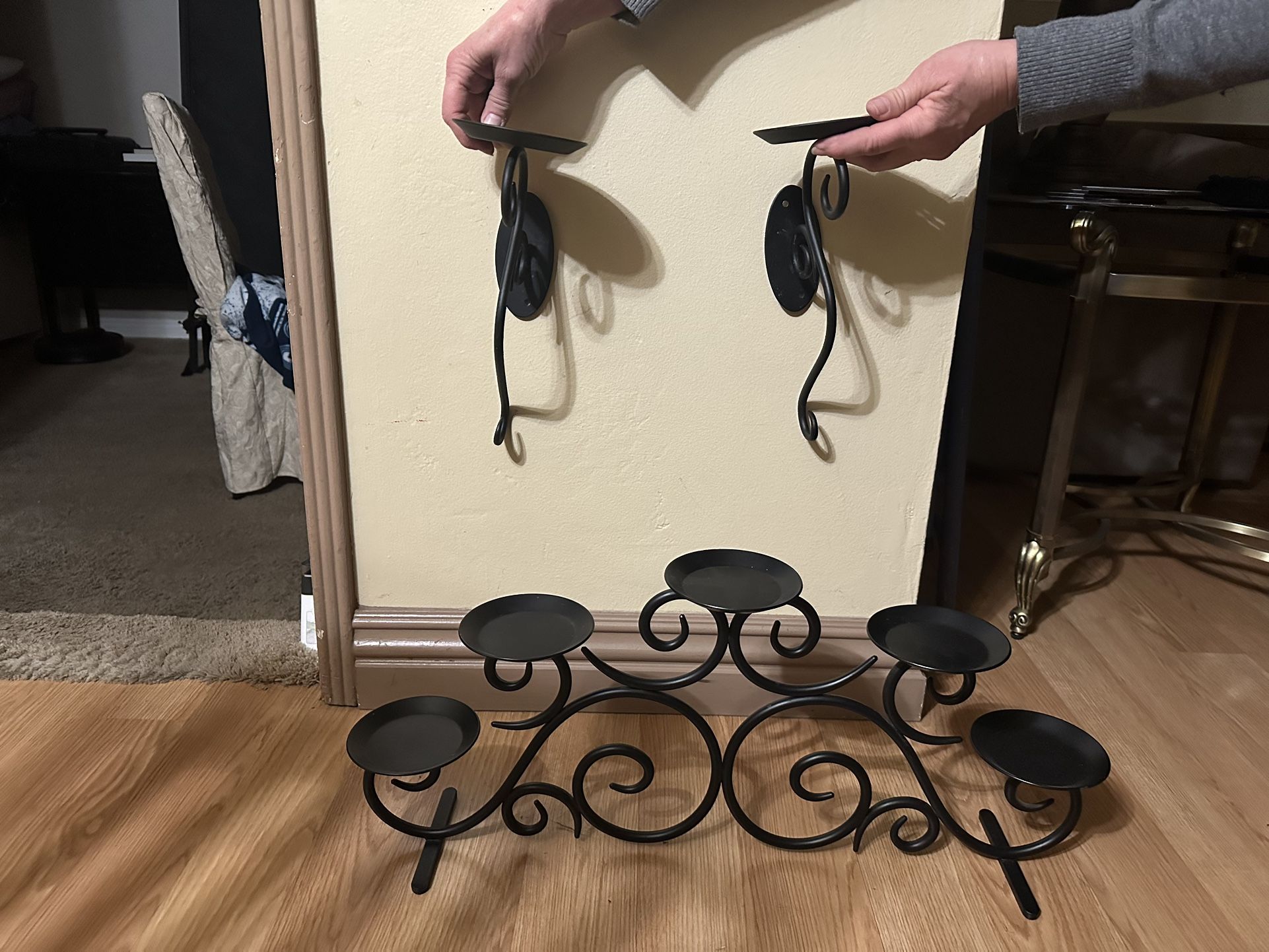 5 Candle Holder And 2 Wall Scones