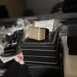 Iced Out Gold Plated 925 Silver Ring Size 10