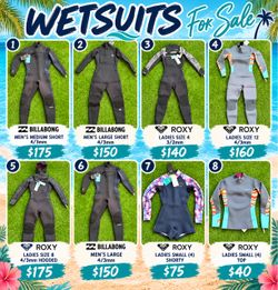 Billabong & Roxy Wetsuits for Sale BRAND NEW WITH TAGS 🏄♀️ 🏄♂️ 🌊