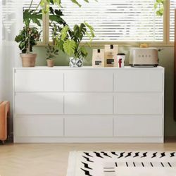 ❤️‍🔥 9-Drawer White Wood Dresser Modern Style 31.5 in. H x 63 in. W x 15.6 in. D $150