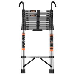 12.5 FT Heavy-Duty Aluminum Telescoping Extension Ladder - 330lb Capacity (As-Is