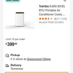 toshiba portable air conditioner