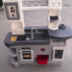 Kids Kitchen And Bin Of Play Food 