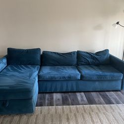 West Elm Performance Velvet “Petrol” sectional