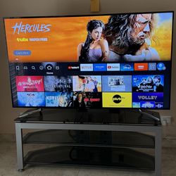 Samsung 75 inch 1080P Smart LED TV with Fire Stick and Bush Entertainment stand