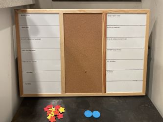 Kids Dry Erase Board + Chalk Board + Magnets
