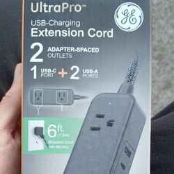 Extension Cord, USB Charging, Adapter Spaced 