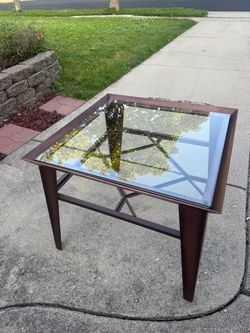 Glass Top End Table with Metal Frame