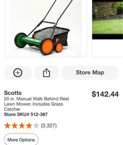 Scotts 20-Inch Manual Reel Lawn Mower with Grass Catcher