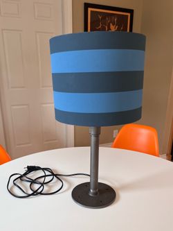 Industrial Lamp with Blue Striped Shade