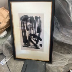 Black Watercolor Art Print Framed