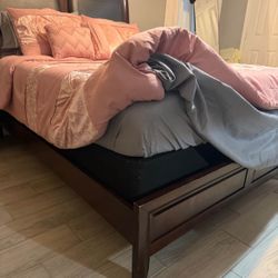 Queen Bed Frame Mattress Box Spring 1 Nightstand 