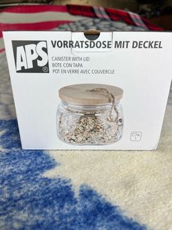APS Glass Canister with Wooden Lid 1L