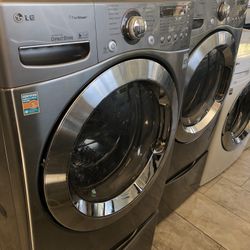 Lg Silver Washer & Electric Dryer Set *we Finance 
