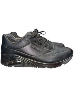 Skechers Uno Stand On Womens Lace Up Black Sneakers Runners Size 9