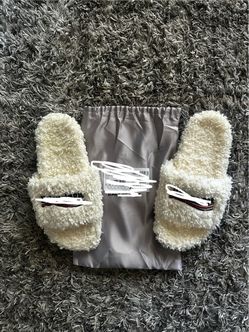 Balenciaga fur slides