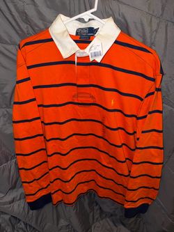 Polo Ralph Lauren Brand New Polo Orange / Blue Striped Polo Longsleeve NWT Size Large