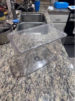 mDesign Clear Plastic Storage Bin w/ Hinged Lid – 12” × 7” × 9”