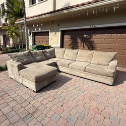 Large Beige Sectional Sofa 