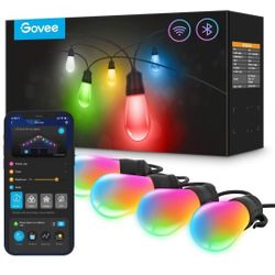Govee Smart Outdoor String Lights H7021, RGBIC Warm White 96ft (2 Ropes of 48ft) Retails $110
