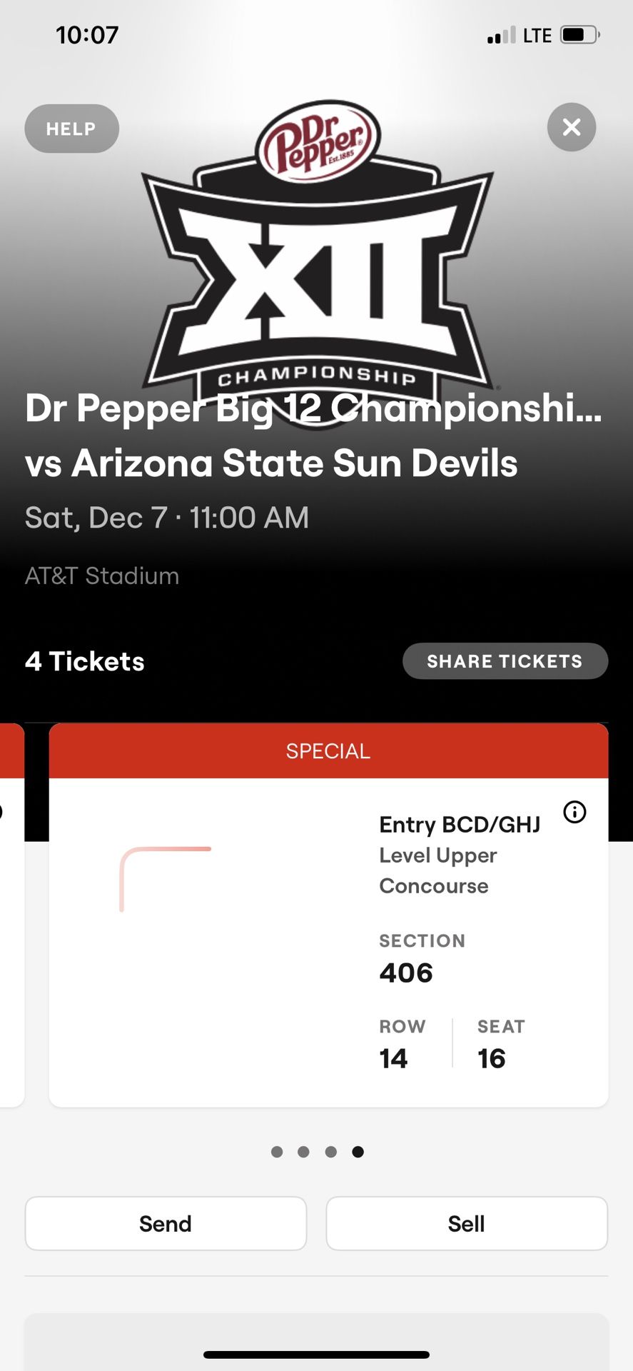 4 Tickets To big 12 Championship