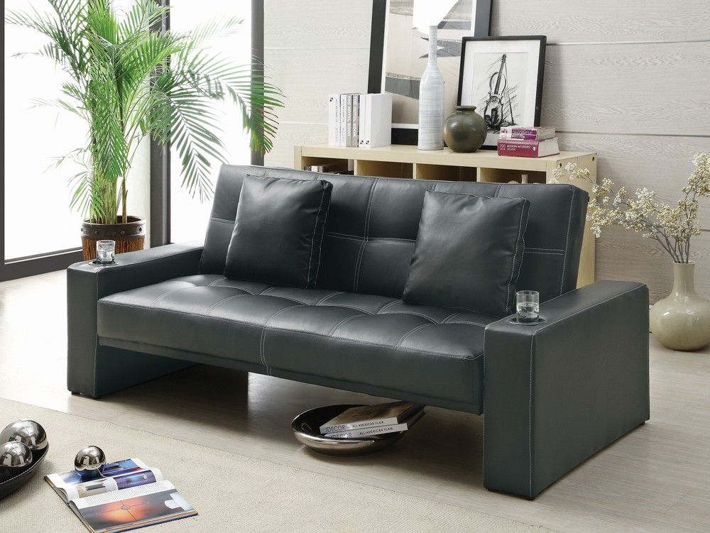 Black Leather Futon