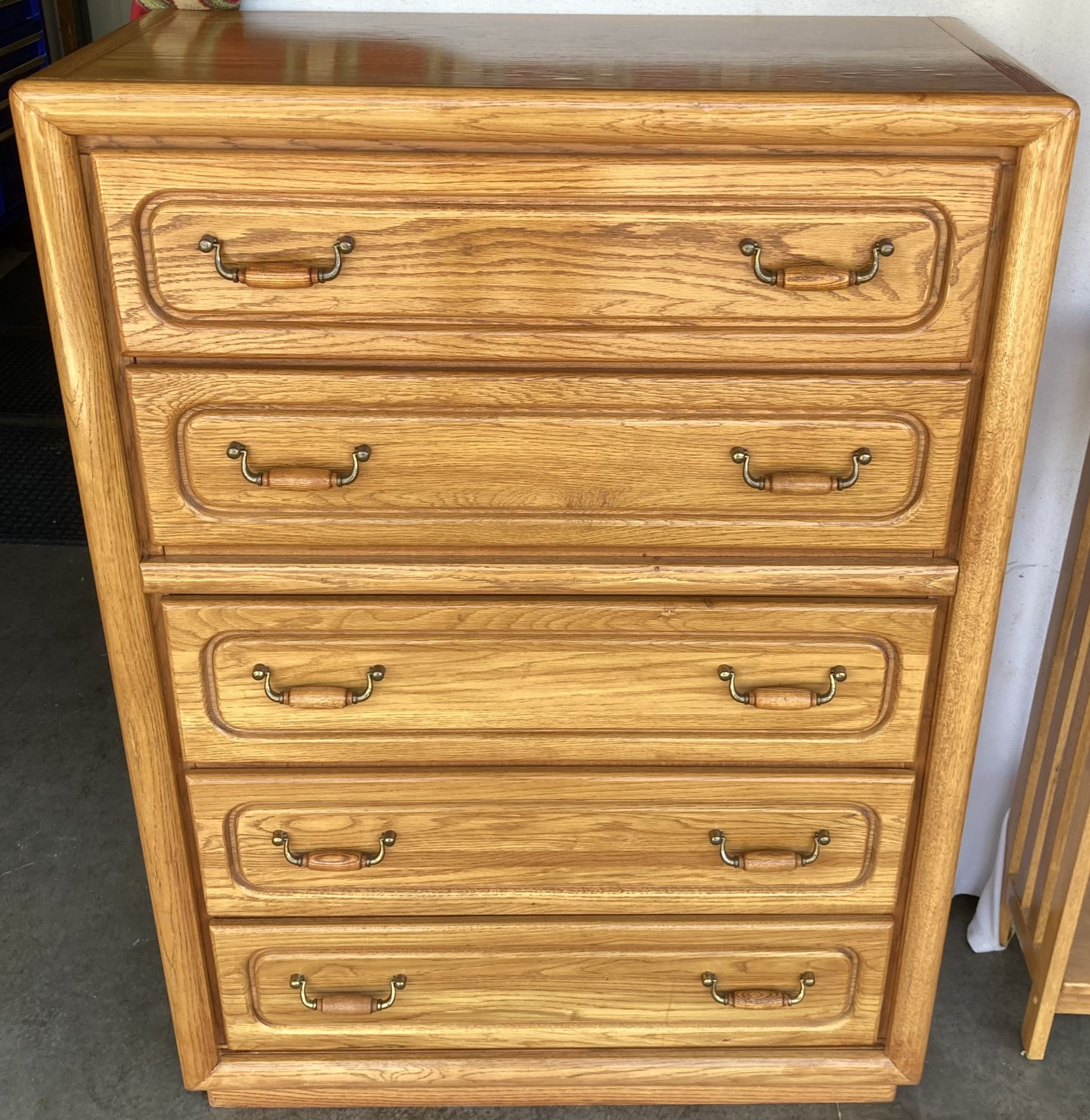 5 Drawer Oak Highboy Dresser Chest of Drawers