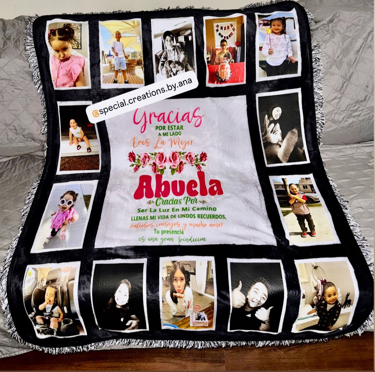 Personalized 15 photo Blanket π΅πΌβ€οΈ Special gift for Grandma