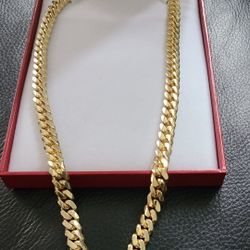 14k 21  INCH CUBEN LINK SOLID GOLD CHAIN