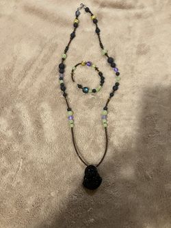 Hand Beaded Necklace And Bracelet Set 