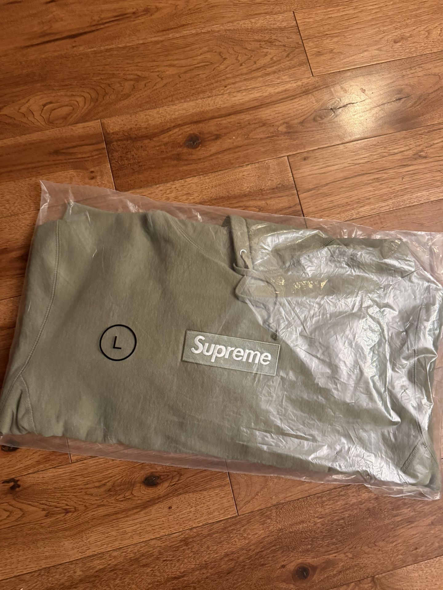 Supreme Box Logo Light Olive Hooded Sweatshirt Size Large Hoodies FW25