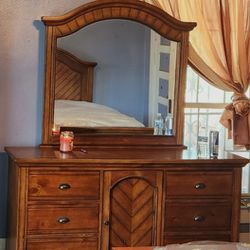 Dressor With Mirror Plus Night Stand and Tall Dressor 