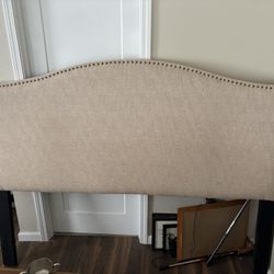 King upholstered headboard and metal Frame
