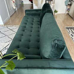Velvet dark Green Couch 