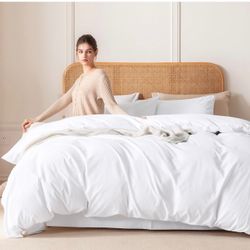 BRAND NEW FACTORY SEALED Ventidora 3 Piece Duvet Cover Set King Size,100% Organic Washed Cotton Linen Feel Like Textured, Luxury Soft and Breatheable 