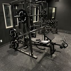 Smith Machine 1001 w/Bench Attachment | 230lb Bumpers Olympic Weights | 7ft Olympic Bar | Gym Equipment | FREE DELIVERY🚚 