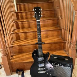 Custom Les Paul Electric Guitar W/ Fender Amp
