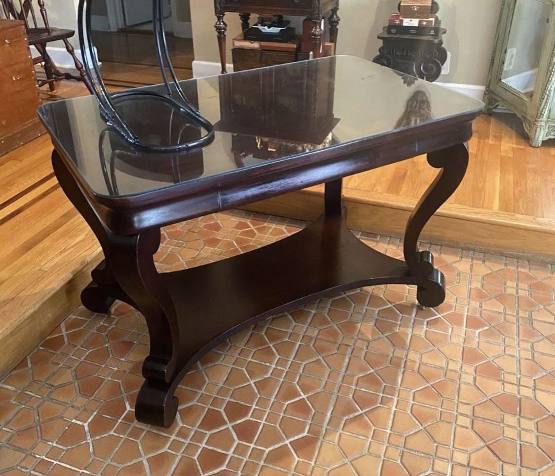 Antique Empire Dark Wood Table